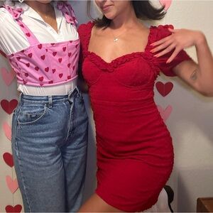 Red Puff Sleeve Dress